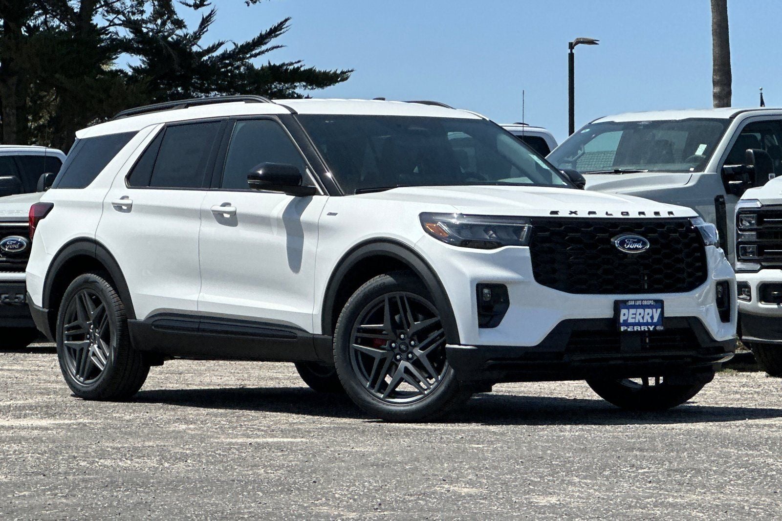 2026 Ford Explorer ST-Line in Star White Metallic Tri-Coat — front three-quarter view