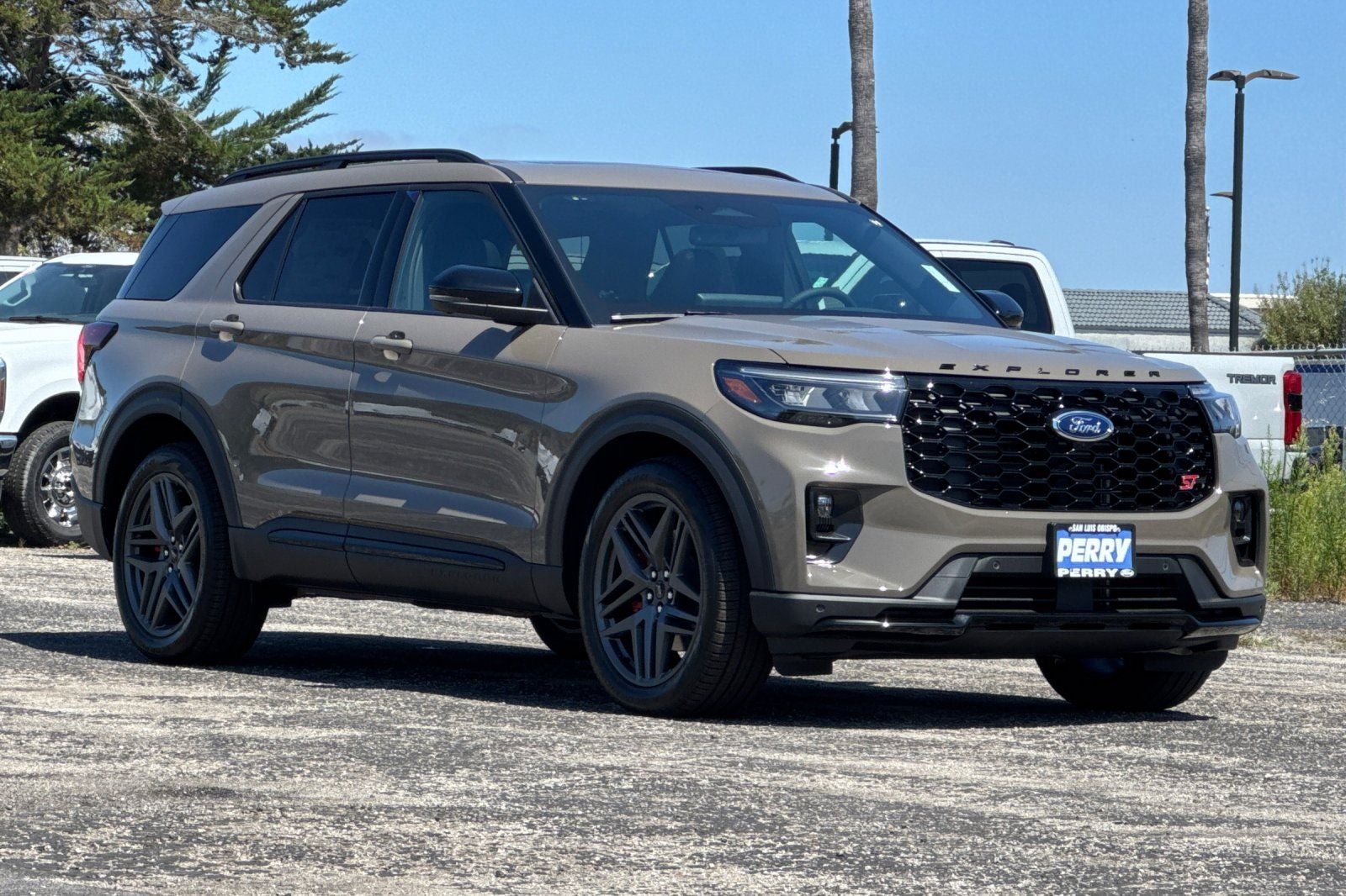 2026 Ford Explorer ST in Marsh Gray — front three-quarter view