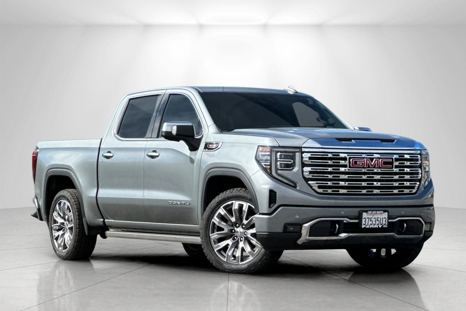 2023 GMC Sierra 1500 Denali in Sterling Metallic — front three-quarter view