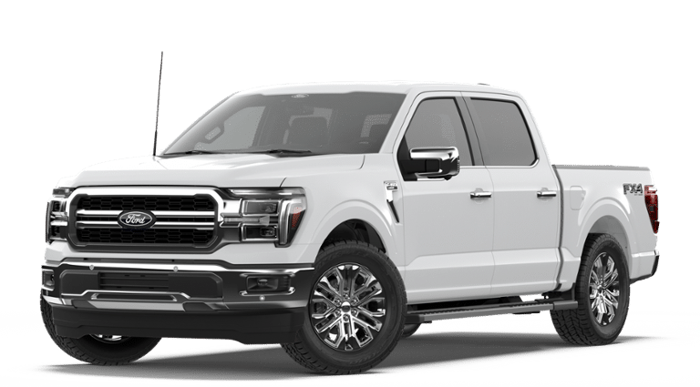 2026 Ford F-150 Lariat in Oxford White — front three-quarter view