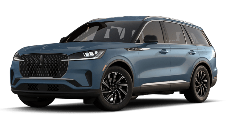 2026 Lincoln Aviator Premiere in Whisper Blue Metallic Clearcoat — front three-quarter view